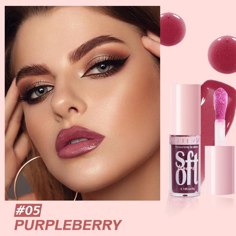 PNF Pearlescent Moisturizing Lip Gloss: European & American Water Light Plumping Lip Oil with Fine Sparkle