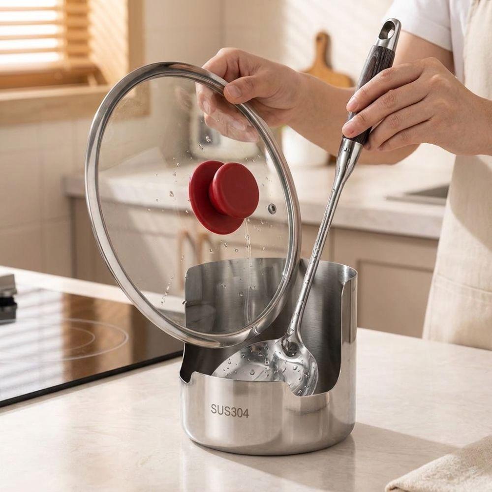 Heat-Resistant Spoon Holder Stable Soup Spoon Rest Multi-functional Spatula Holder Cabinet