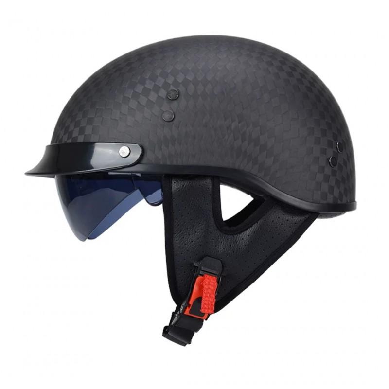 Carbon Fiber Retro Half Helmet Motorcycle Scooter Cruiser Adult Safety All