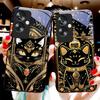 Черный Золотой Кот Для Oppo A79 5G 58 78 74 60 4G Reno 11F Realme GT 6 11 Note 50 10 C55 X2 Закаленное Стекло Черный Чехол для Телефона