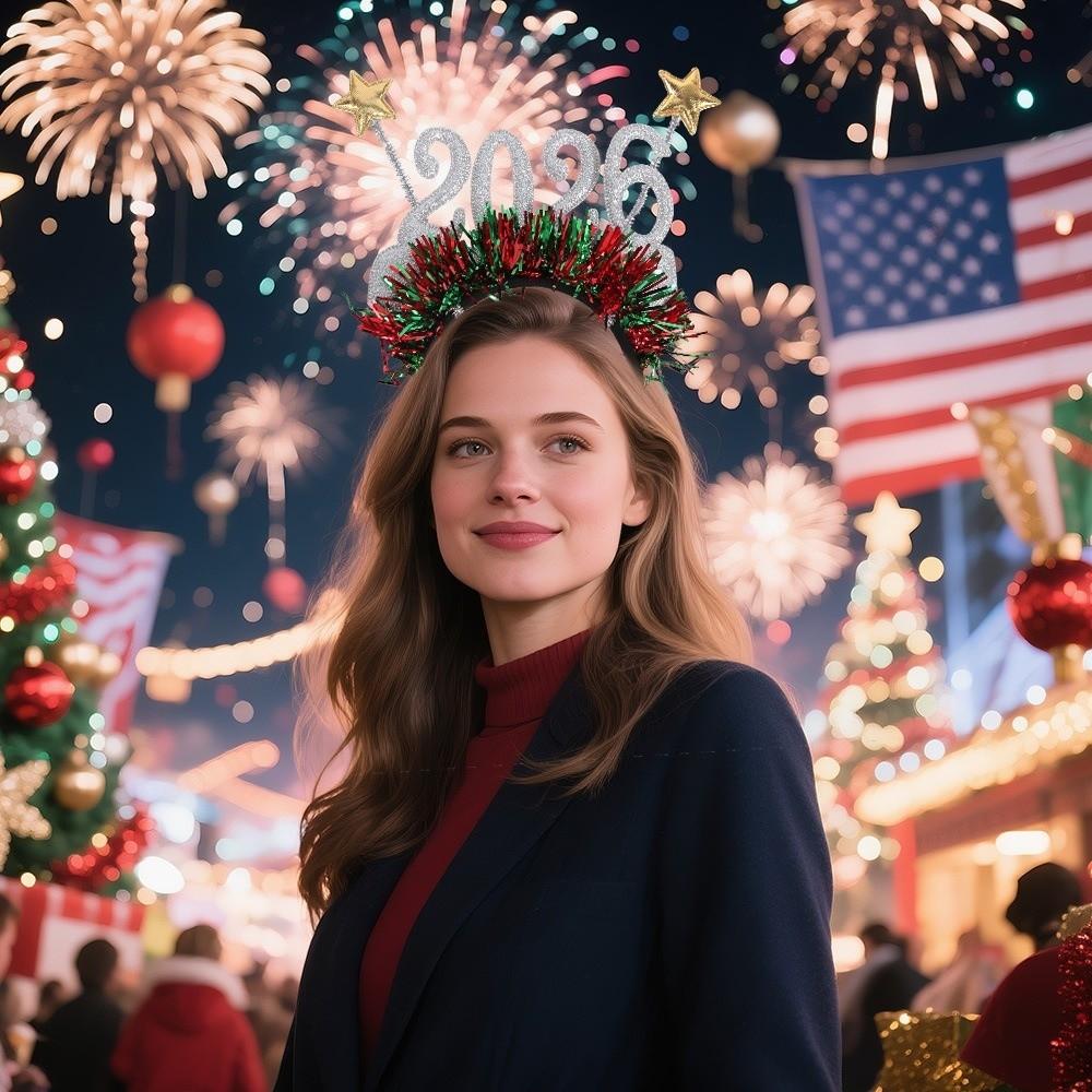 Star Color Strip 2026 Hairband New Year‘s Eve Xmas Hair Accessories  Cosplay Prop