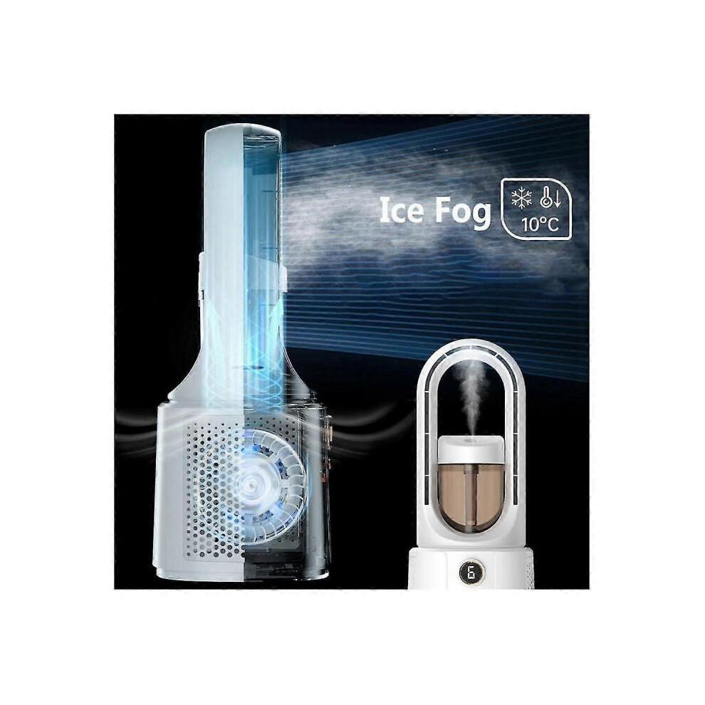 Bladeless Fan, Leafless Spray Fan, USB Mute Desktop Bedroom Night Light Humidifying Electric Fan, P