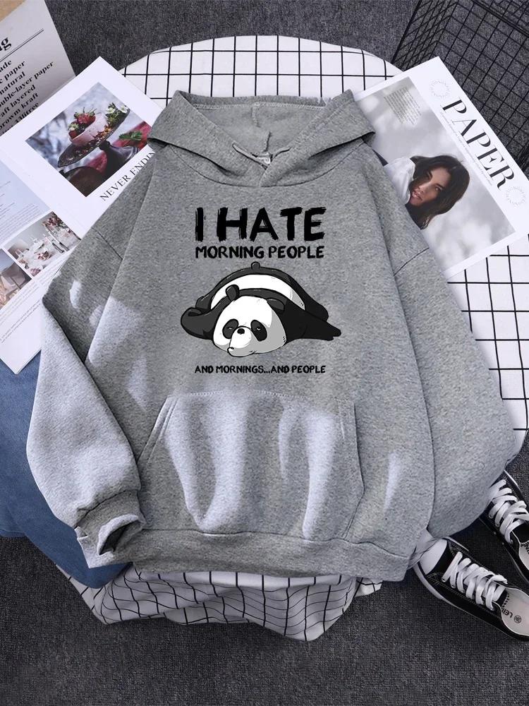 Пуловер для женщины Мода Корейский Худи с круглым вырезом Женский Принт Спящей Панды Новый Женский Свитшот Теплый