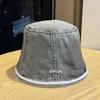 Японская кружевная джинсовая панама для женщин на весну и осень, универсальная однотонная шляпа рыбака, новая нишевая шляпа-ведро с защитой лица