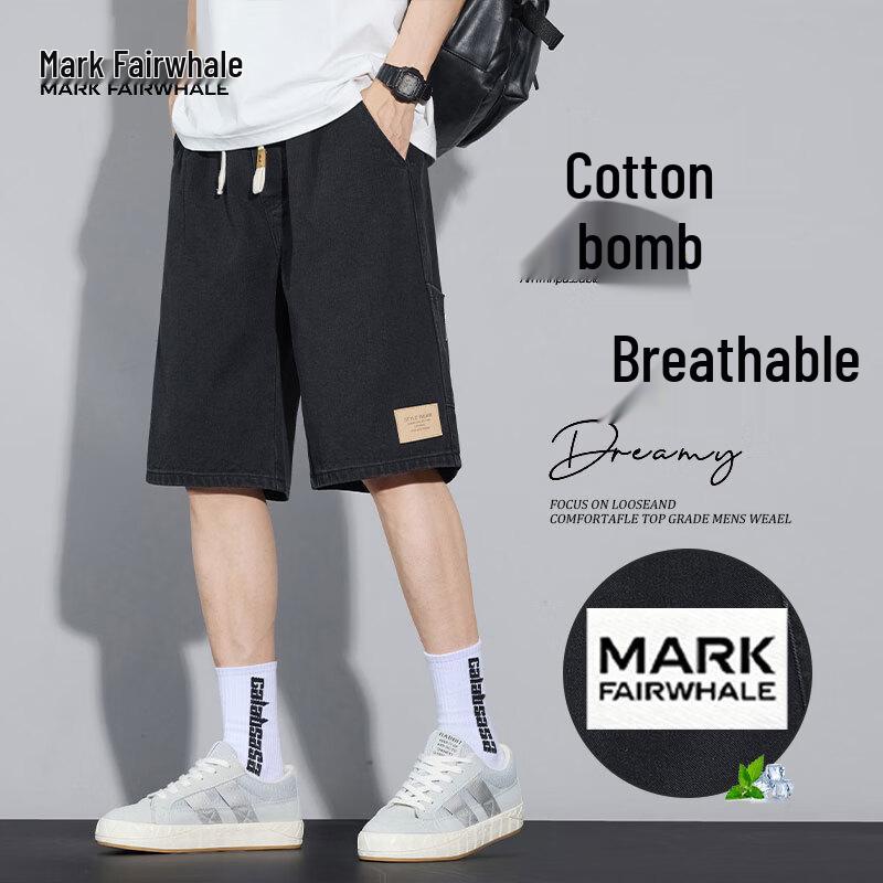 MARK FAIRWHALE Men's 2026 Summer American Ice-Cool Cotton Casual Denim Shorts