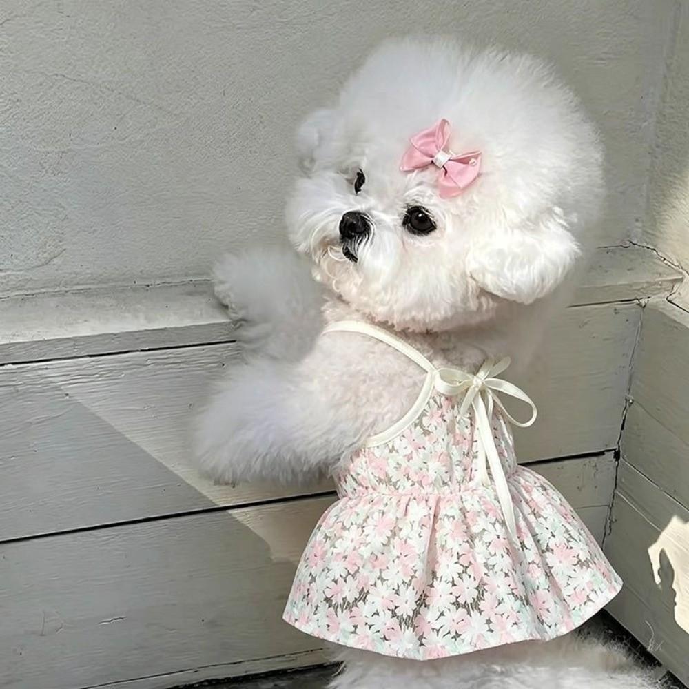 Floral Print Dog Dress Lightweight Dog Skirt New Pet Princess Dress Puppies