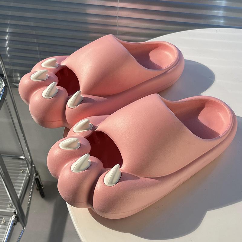 Cute Cat Claw Cool Slippers Female Summer Cartoon Girl Heart Baotou Indoor Couple Thick Sole EVA Slippers Male