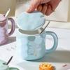 Pearl with Lid Spoon Ceramic Cup Creative Student Mug Office Girl Couple Water Cup Small Gift Cup Handle
