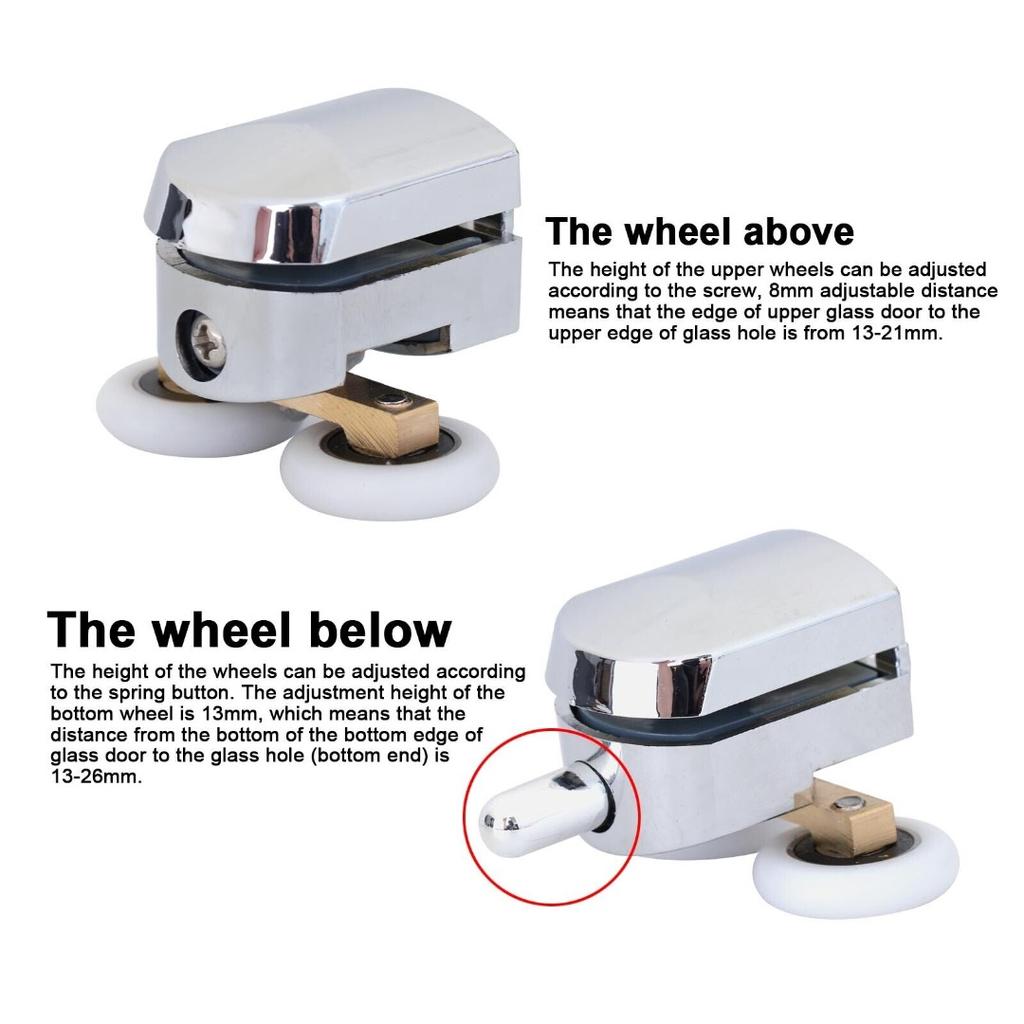 4pcs Double Shower Screen Door Roller Top and Bottom 23mm Wheels Replacement