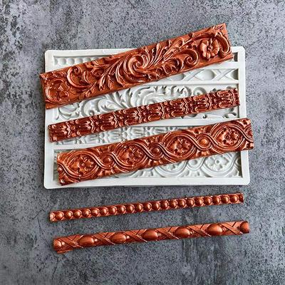 1 шт., формы для помадки в стиле барокко, силиконовые формы с кружевной каймой, завитушки, конфеты, шоколадные формы для украшения торта