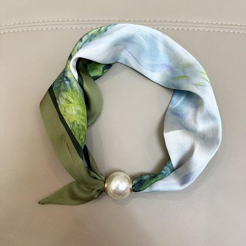 Летний 2025 года Шарф с жемчужной магнитной пряжкой: Универсальный, Декоративный, Дышащий шарф-труба
