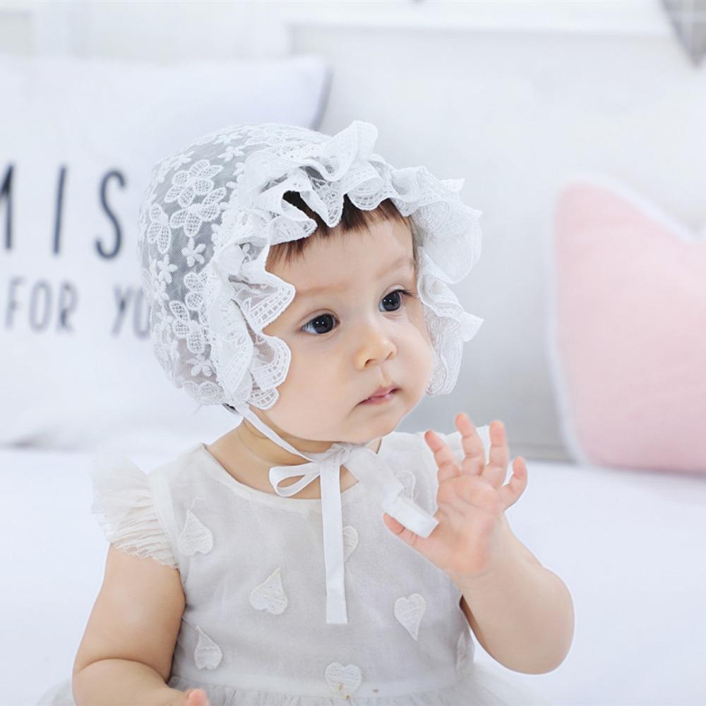 Princess Lace Ruffle Hat Flower Girl Sunhat Breathable Baby Lace Hat  Infant Girls