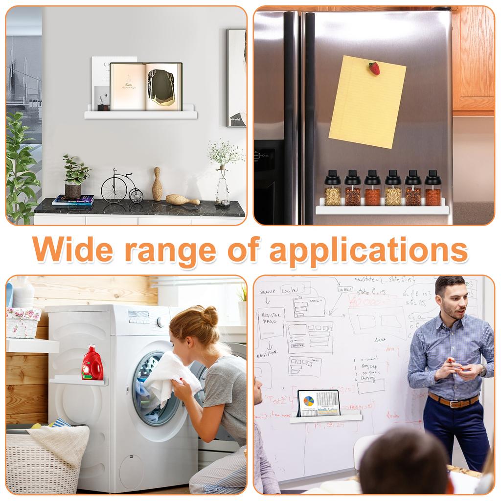 2 шт. Магнитная книжная полка для доски - 17 дюймов, Многоразовая металлическая магнитная книжная полка, Выдерживает 8,8 фунта, Магнитные подставки для книг