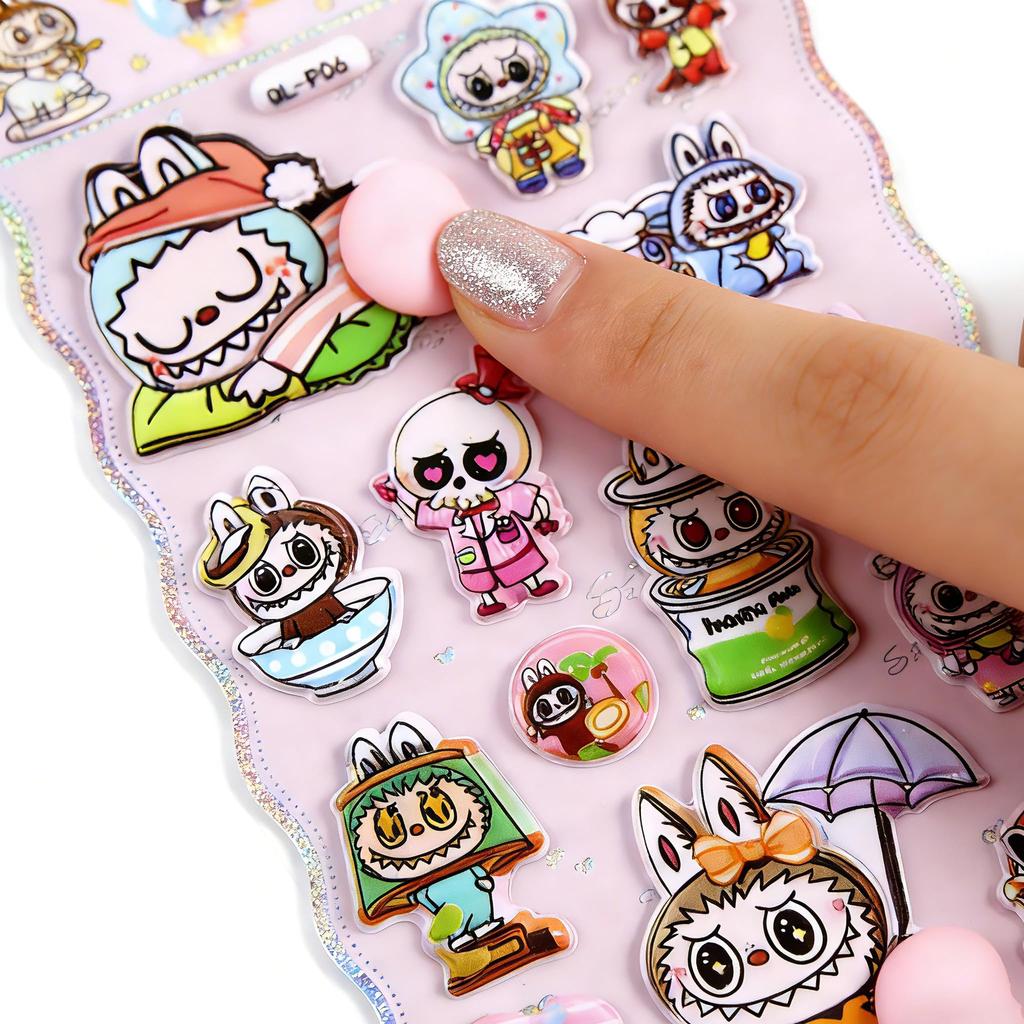 Набор из 6 Сквиши-Попок 3D Тактильный Дизайн для Смартфона DIY Милые Животные Подарки для Мальчиков и Девочек Наклейки, Мраморной Формы, Планировщики, Чехлы, Украшения,