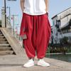 Japanese Kimono Men Chinese Style Cotton Linen Samurai Costume Print Belt Retro Harem Pants Baggy Trousers Male Harajuku Hip Hop Pants