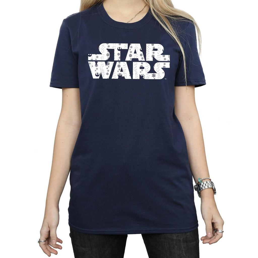 Star Wars Womens/Ladies Christmas Logo Cotton Boyfriend T-Shirt