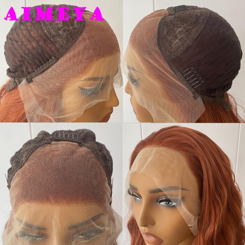 AIMEYA Layered Cut Wig Platinum Blonde Lace Front Wig Long Straight Synthetic Lace Wig Heat Resistant Blonde Wigs for Women