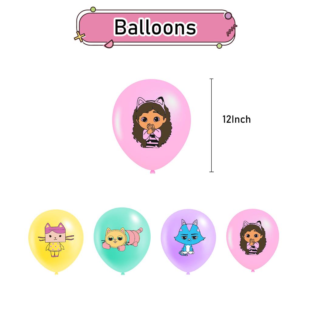 Gabby Dollhouse Birthday Party Favors Gabby Bracelets Stikers Cake Topper Balloons Classroom Rewards Party Pinata Fillers Gifts