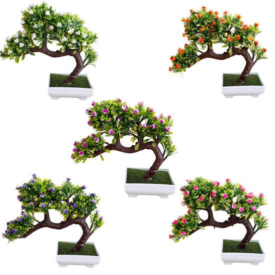 1шт искусственный цветок дерево горшок бонсай этап сад свадьба балкон декор