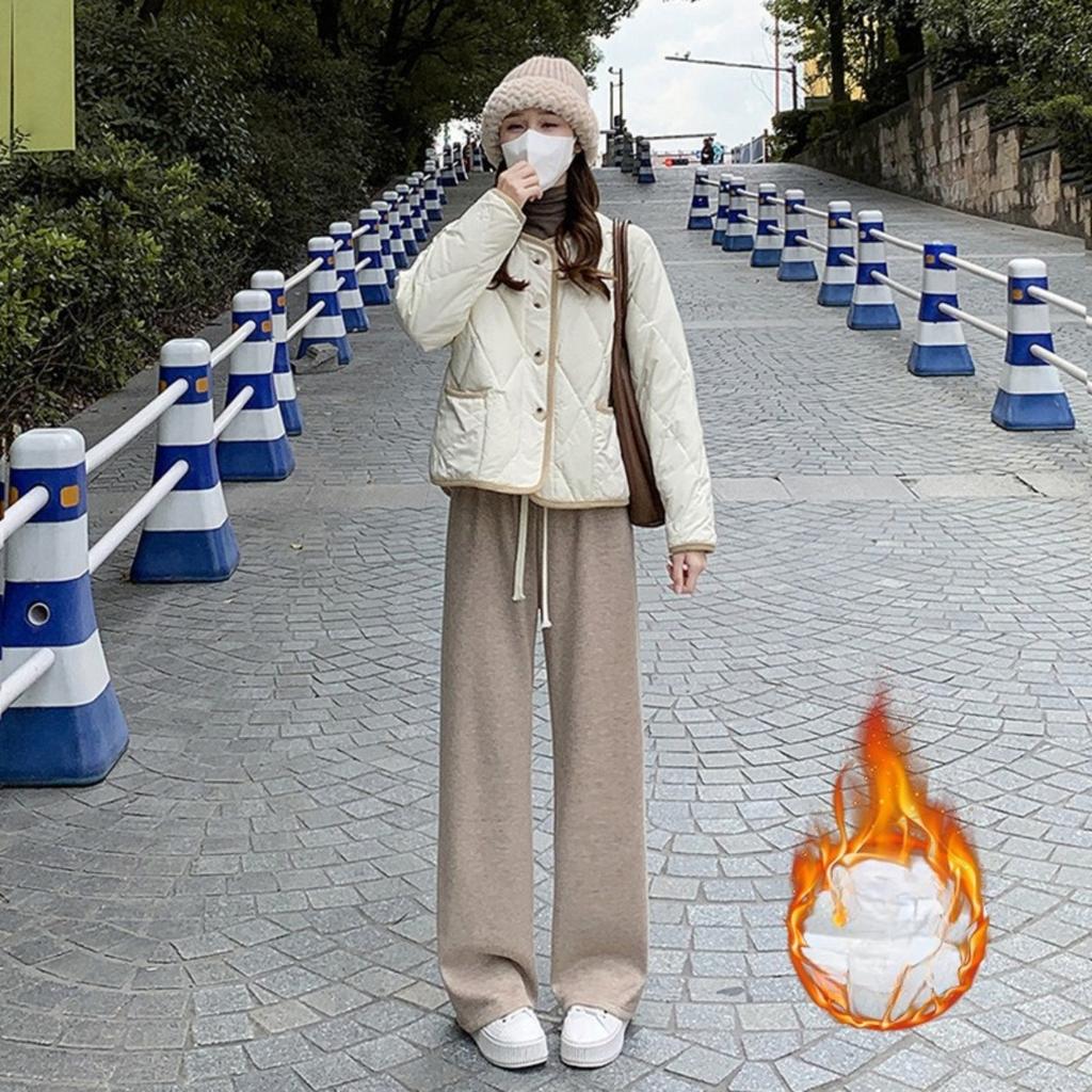 Плюшевые, Вязаные брюки, Женские брюки, Плюшевые, Утепленные, Брюки с высокой талией, Свободные, Повседневные брюки, Брюки прямого кроя, Брюки широкого кроя