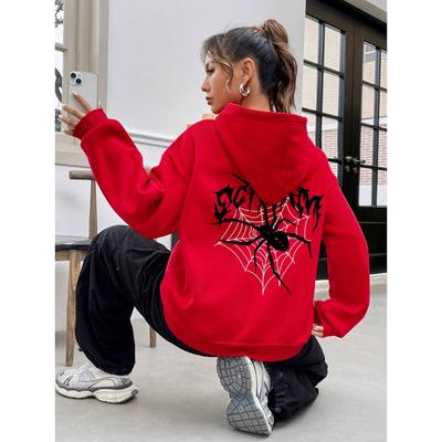 Scream Spiders & Cobwebs Printing Women Hoodies Harajuku Oversize Hoody Fashion Loose Clothing Comfortable Sweatshirt Female