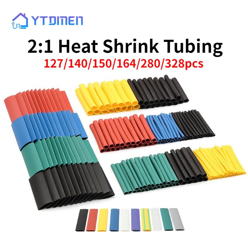 127-328pcs Heat Shrink Wrapping Kit Thermoresistant Tube Heat Shrink Tubing Electrical Connection Wire Cable Insulation Sleeving