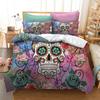 Couples Skull Halloween Microfiber Duvet Cover With Pillowcase Beding 3D Kiss Sugar Skulls Comforter Cover King Size Dropship