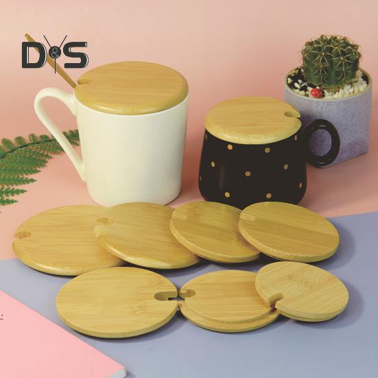 Крышка для чашки из бамбука с отверстиями для ложки, деревянная крышка для контейнеров, банок, мисок, многоразовая герметичная деревянная крышка для пищевых продуктов, аксессуары для напитков на вечеринке