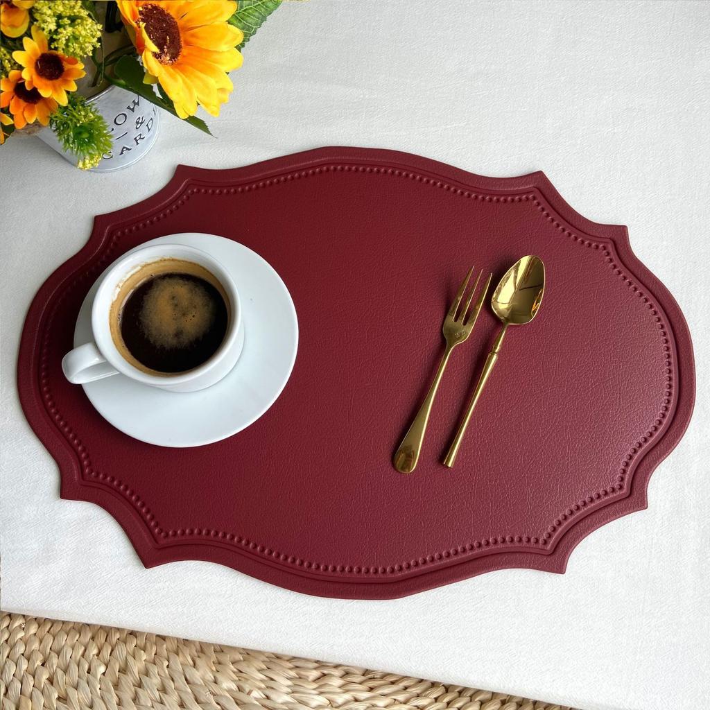 Retro Imitation Leather Placemat Waterproof and Oil-proof Western Dining Mat Nordic Thermal Insulation Mat Table Mat Household Anti-scalding Mat