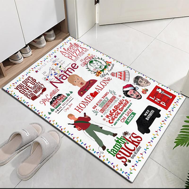 Custom Name Home Alone Printed Carpet, for Office Chair Living Room Bedroom Kitchen Room Decor Gifts.