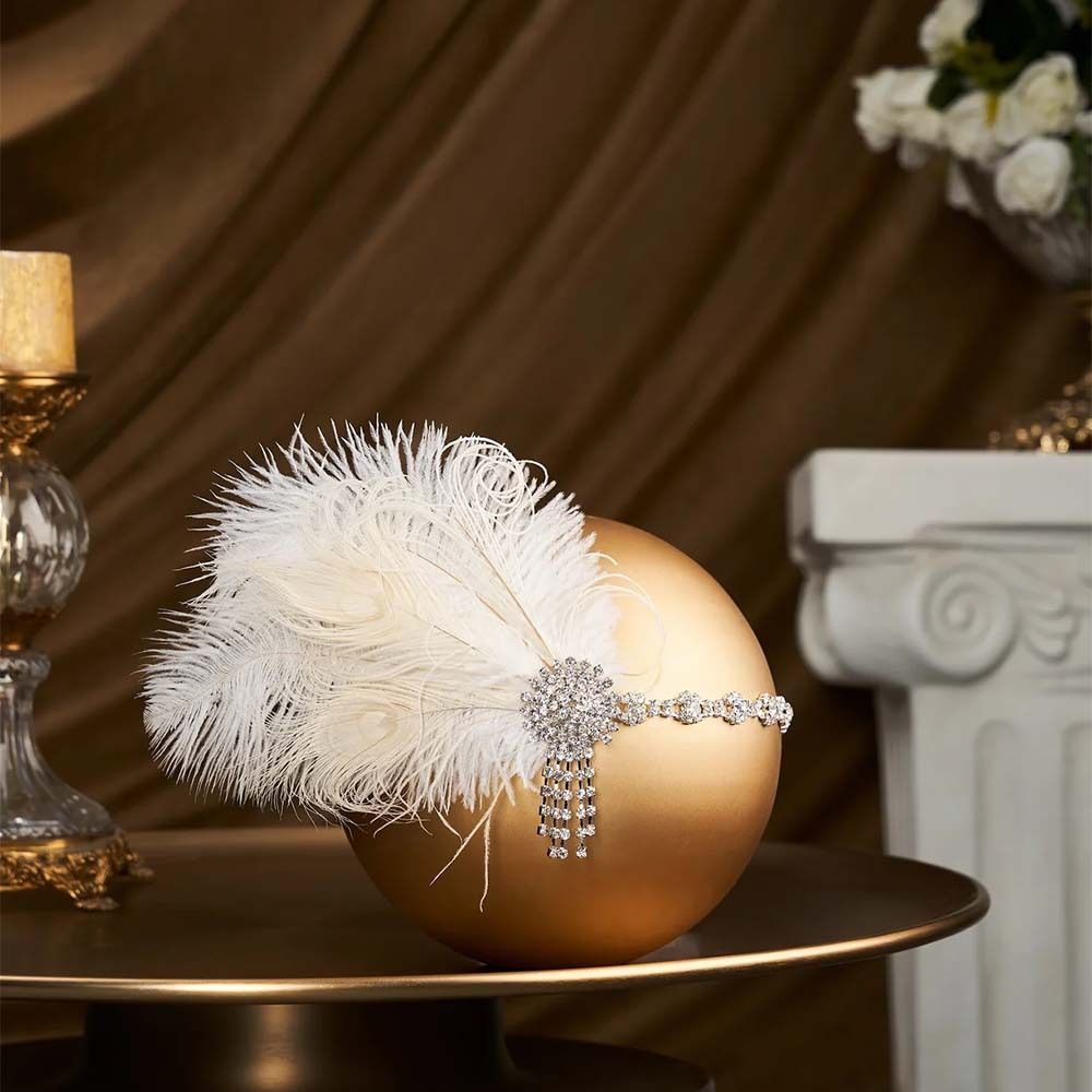 Crystal Cosplay Dress Headwear Vintage 1920s Hair Accessories Feather Headband  Bridal Headdress