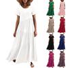 Womens Fashion Casual Maxi Dress Short Sleeve Elegant Irregular Party Dress