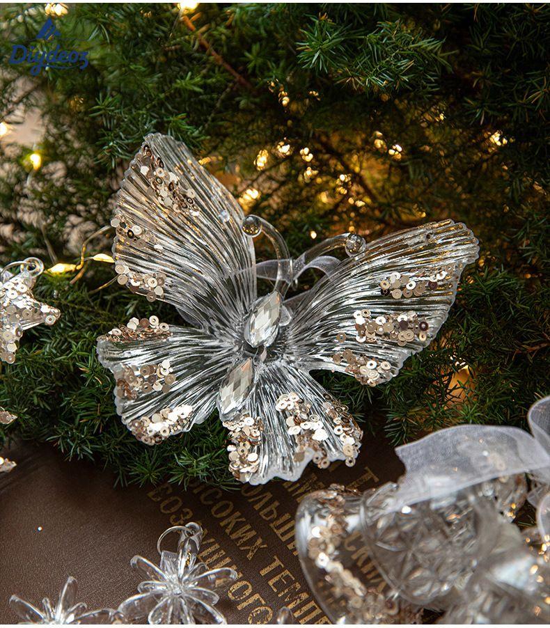 New Christmas Transparent Acrylic Christmas Tree Decoration (Glitter Double Bell Ornament)