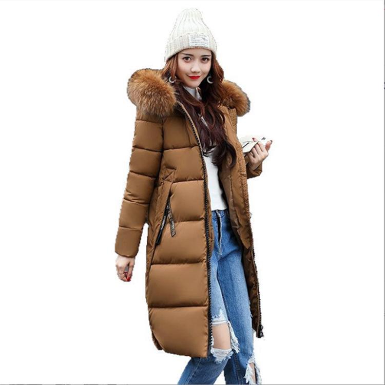 Autumn and Winter New Item, Slim Fit Cotton Jacket, Women's, Medium To Long Style, Fashionable, Big Fur Collar, Thick, Cotton Jacket for Women