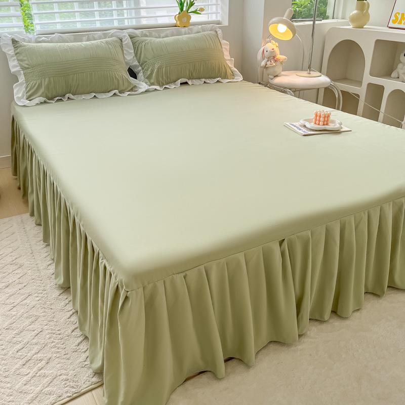 Спальня Бытовая цельная шлифовальная юбка-кровать Однотонное приятное для кожи покрывало Покрывало для спальни Простыни для студенческого общежития