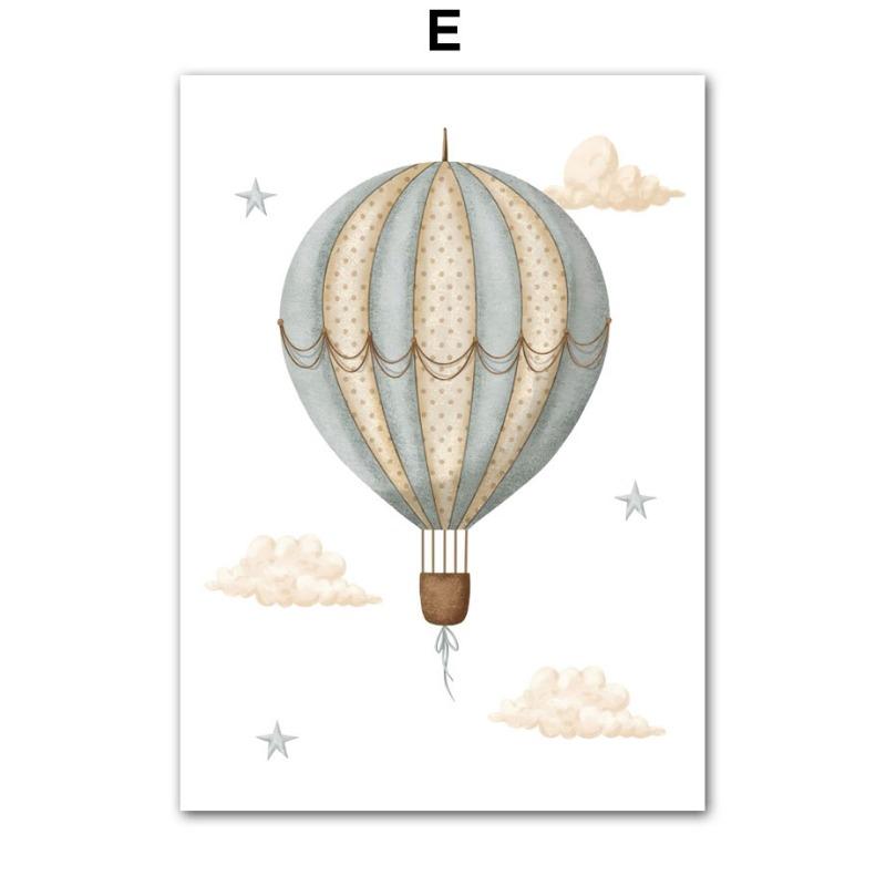 Кит Черепаха Замок Воздушный шар Скандинавский Настенный декор для детской комнаты Постеры Художественные принты Картина на холсте Картинки Комната для малышей Домашнее украшение