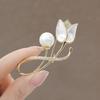 Женская брошь из искусственного жемчуга со стразами в форме тюльпана из нержавеющей стали, противоскользящая, износостойкая, воротник пальто, шляпа, шарф, украшение, булавка для одежды, украшения для одежды
