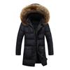 Мужское зимнее хлопковое пальто с капюшоном из искусственного меха с толстой подкладкой и длинным рукавом, ветрозащитное, теплое, удерживает тепло, съемная шляпа средней длины, карманы, застежка-молния