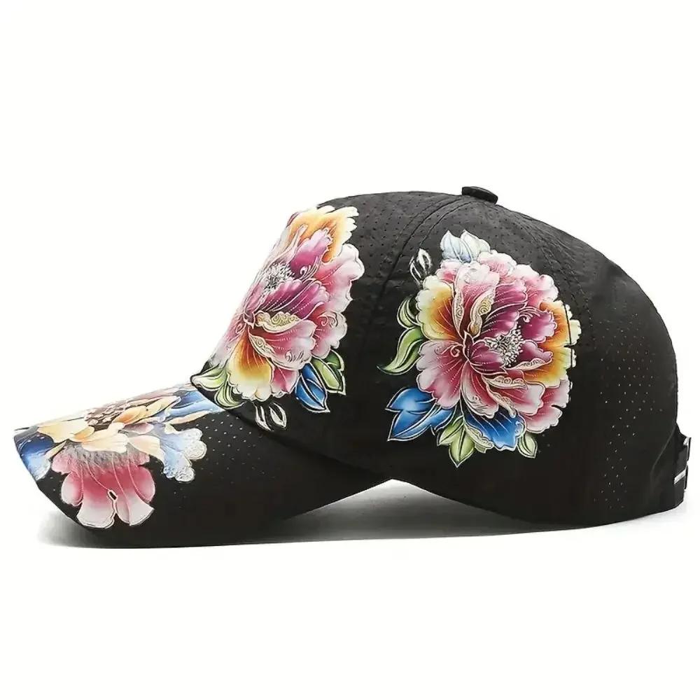 Summer Fashion Floral Print Baseball Caps For Men Women Adjustable Outdoor Breathable Sunscreen Hat Casual Flower Hip-hop Cap