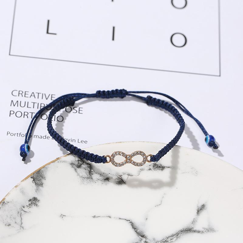 Crystal Infinite Shape Evil Eye Rope Bracelets Sweet Girls Red Black String Bracelets Gift For Friends Women Wedding Jewelry