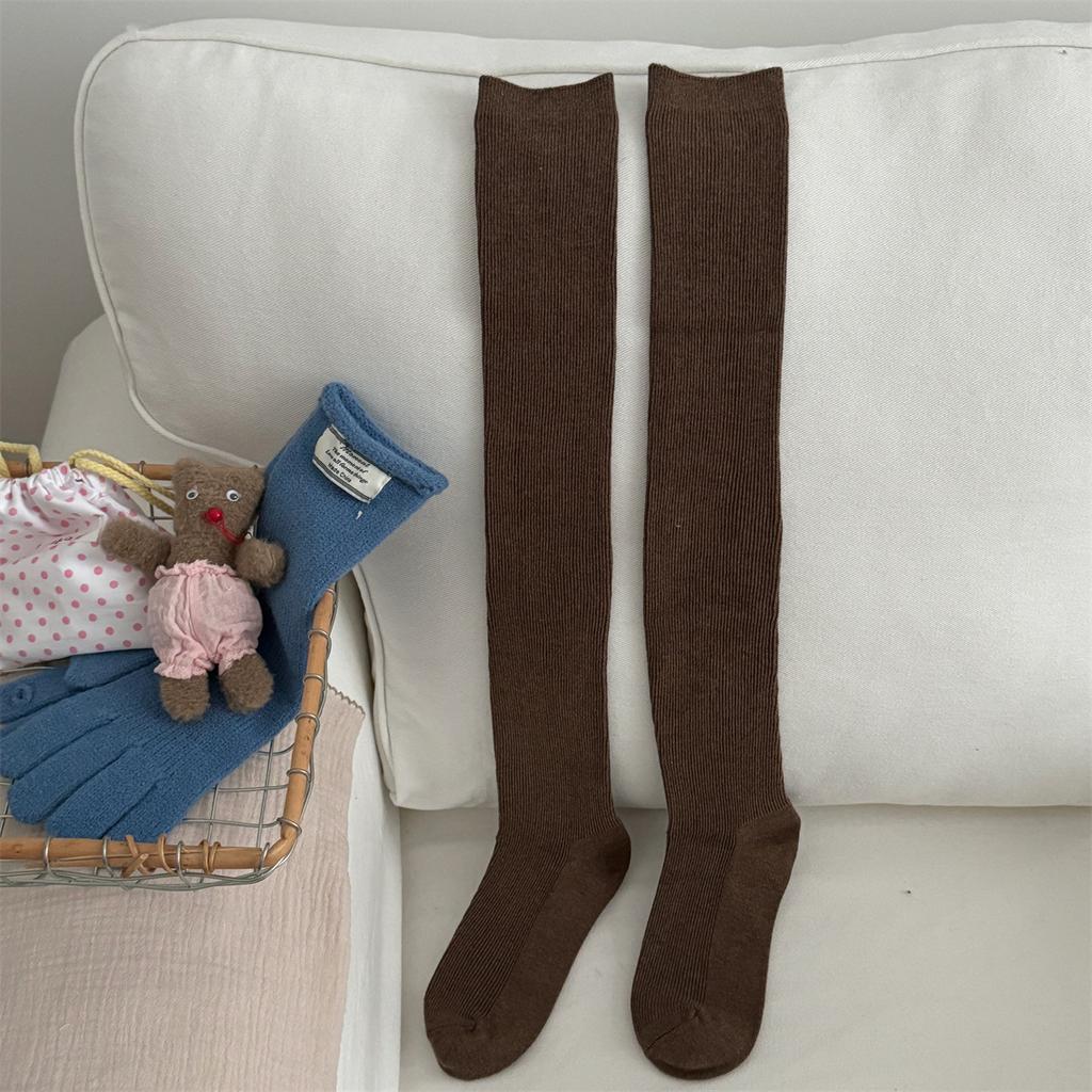 Осенне-зимние теплые длинные носки, высокие чулки, чулки Лолита, однотонные гольфы, женские чулки