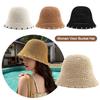 Hollow Women Visor Bucket Hat Breathable Fisherman Hat Korean Beach Straw Hat  Summer