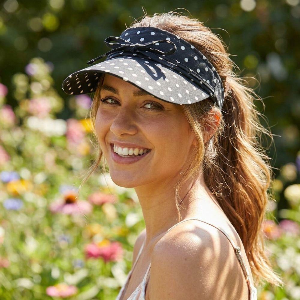 Wide Brim Visor Hat Polka Dot Empty Top Hat Fashion Sun Hat Women Girls