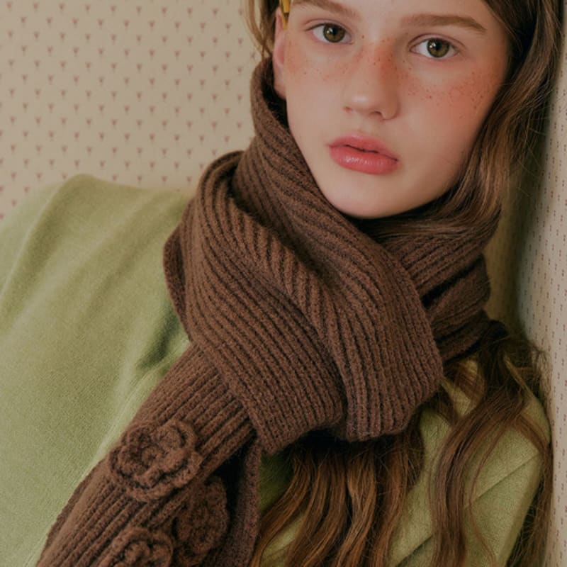 MAC MOC Cote muffler flower muffler_knit corsage flower muffler_6 colors