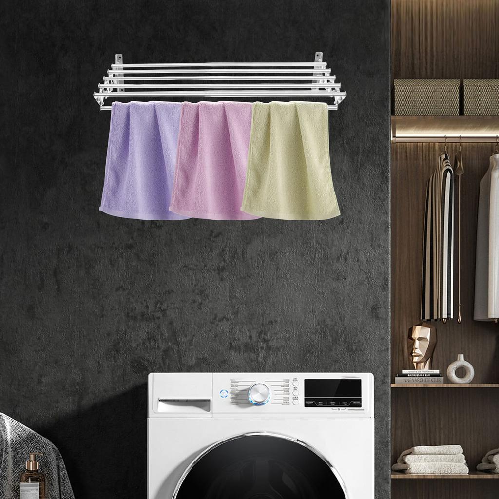Настенная выдвижная вешалка для полотенец, регулируемая длина 42-80 см, сушилка из нержавеющей стали для ванной комнаты, для развешивания одежды