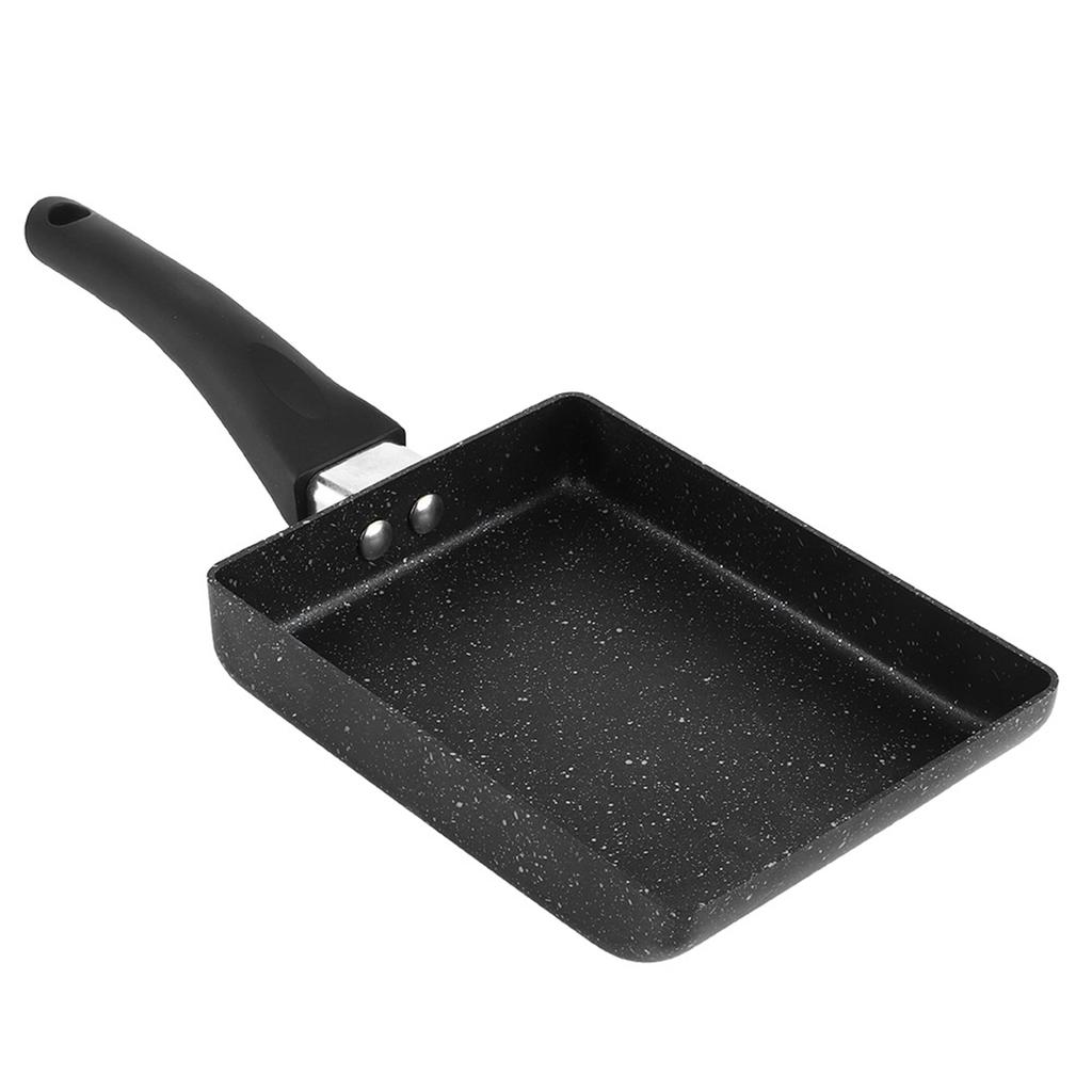 Прямоугольная кастрюля с антипригарным покрытием Tamagoyaki, черная сковорода для омлета с пластиковой ручкой