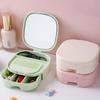 Jewelry Storage Boxes with Makeup Mirror Comb Home Desktop Sundries Organization Bins Outdoor Travel Portable Cosmetics Case