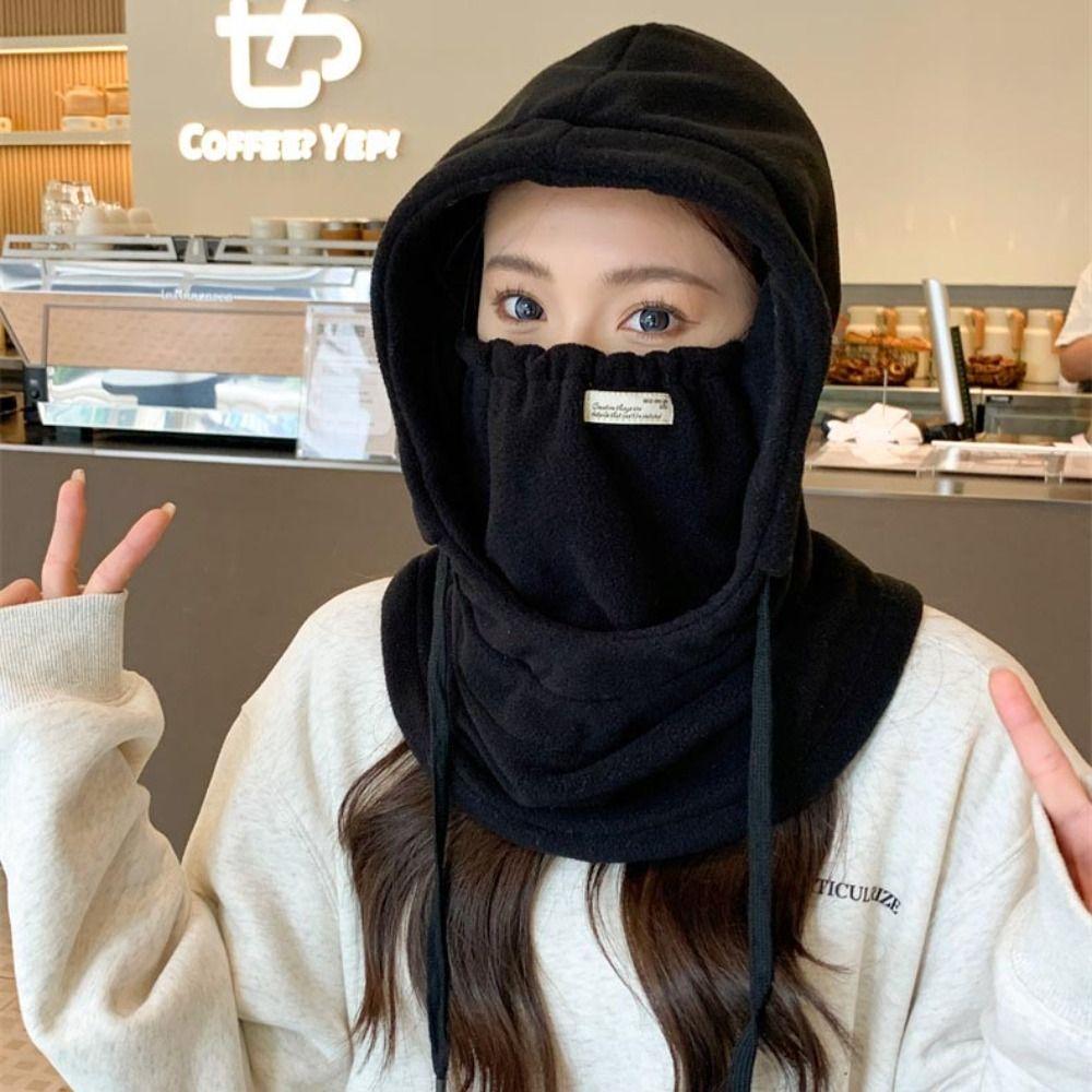 Однотонные маски Балаклавы Мягкие шапки-пуловеры Удобная женская флисовая шапка с маской Для улицы