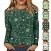 Женская мода вскользь с длинным рукавом St. Блузка-пуловер с круглым вырезом и принтом ко Дню Святого Патрика
