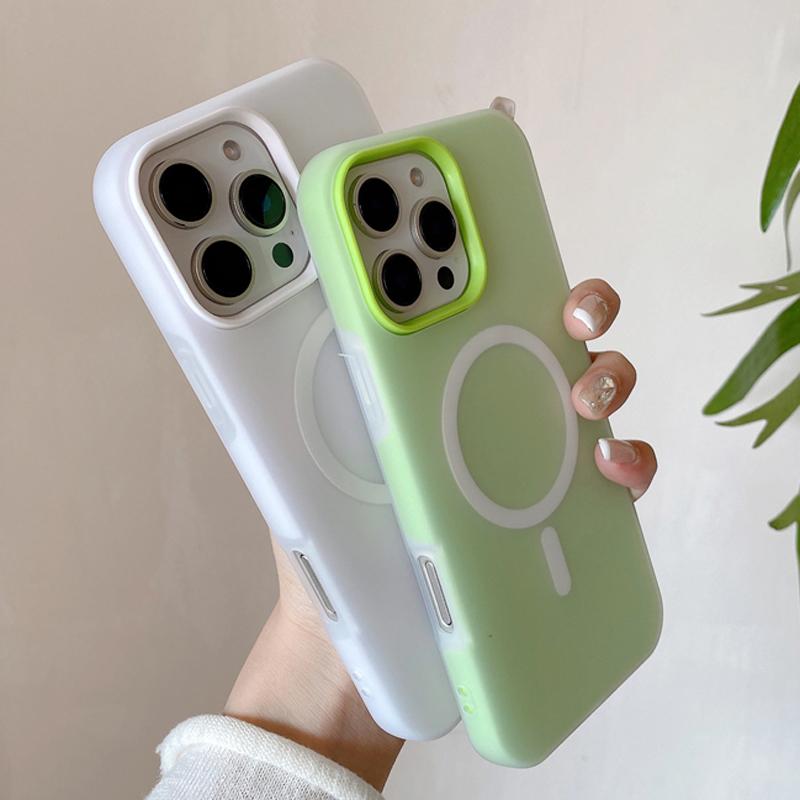 2 In 1 Candy Color For Magsafe Matte Case For iPhone 16 Plus 15 14 13 12 11 Pro Max Magnetic Wireless Charging Shockproof Phone Cover